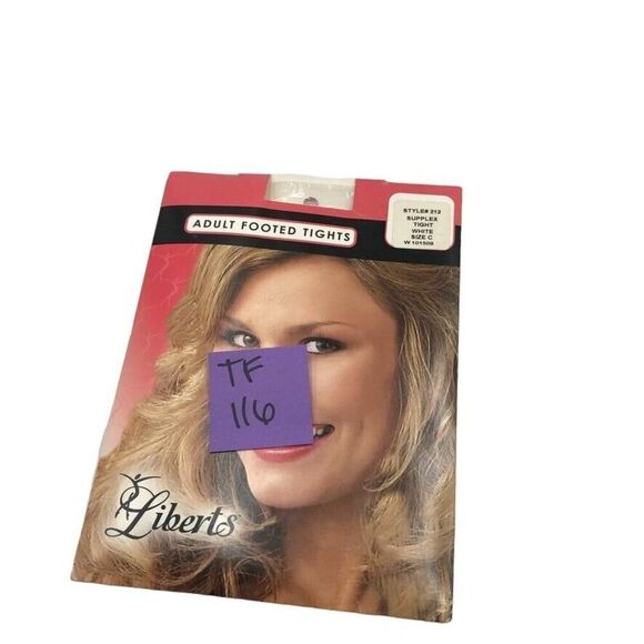 Liberts Dancewear Women's Opaque Tights Style 212 Size C White Footed - Picture 4 of 4